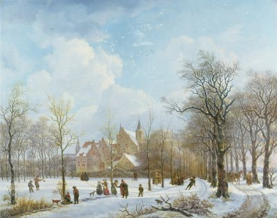 Skaters in a Winter Landscape by Anthony Jacob Offermans